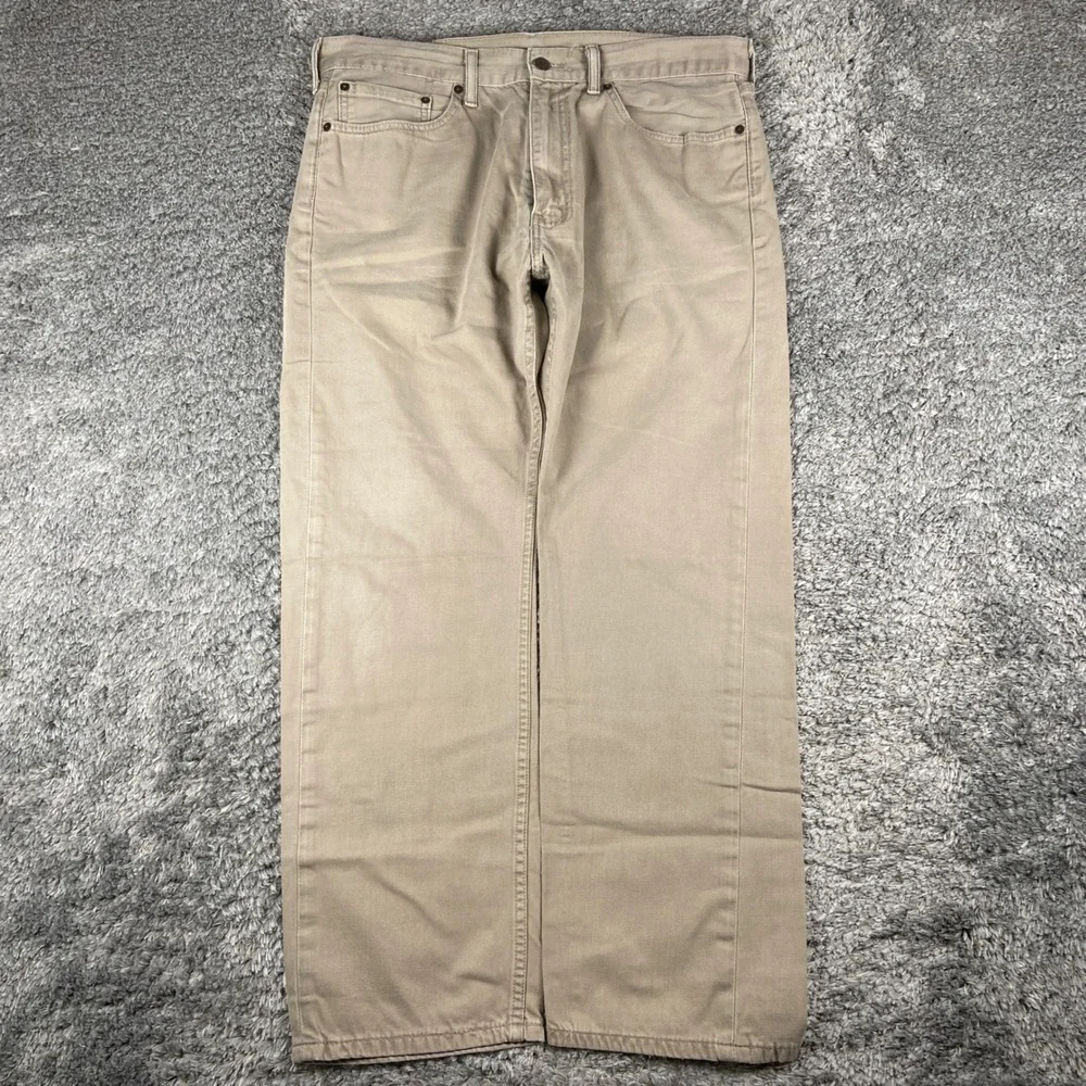 Levi's 505 Jeans Mens 38x30‎ Tan Khaki Denim Straight Leg Cotton Workwear Pants